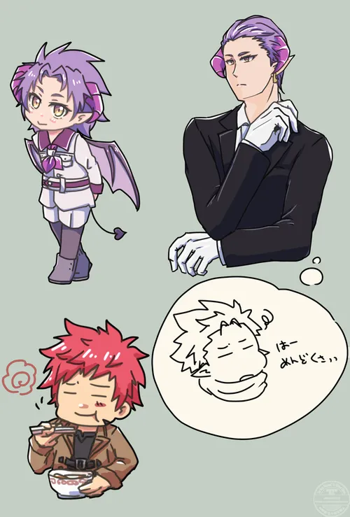 小アスラと正装アスラとバスコてんてー